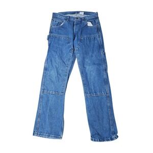 VTG Key Jeans Mens 34x32 Blue Denim Double Knee Logger Carpenter Distressed